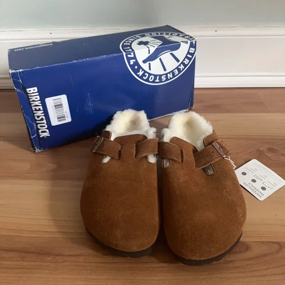 NWT Birkenstock Boston ShearlingSuede Leather - Mink